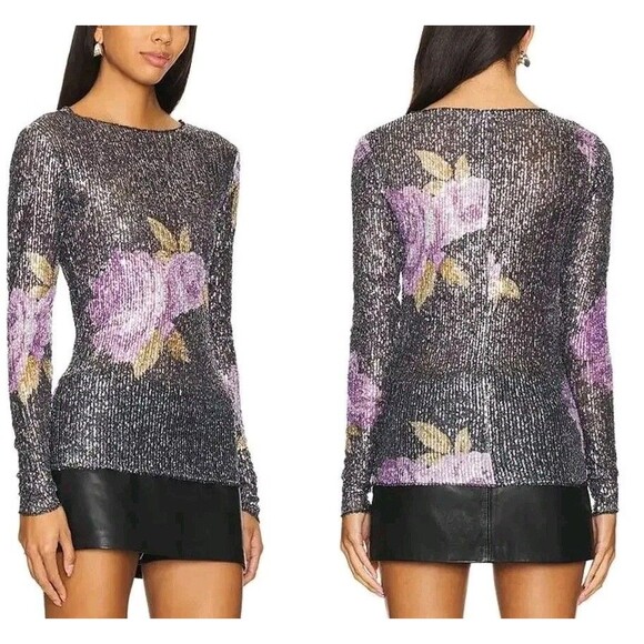 Free People Gold Rush Sequin Top Womens Size Medium Party Glam New Years Eve - Picture 1 of 8